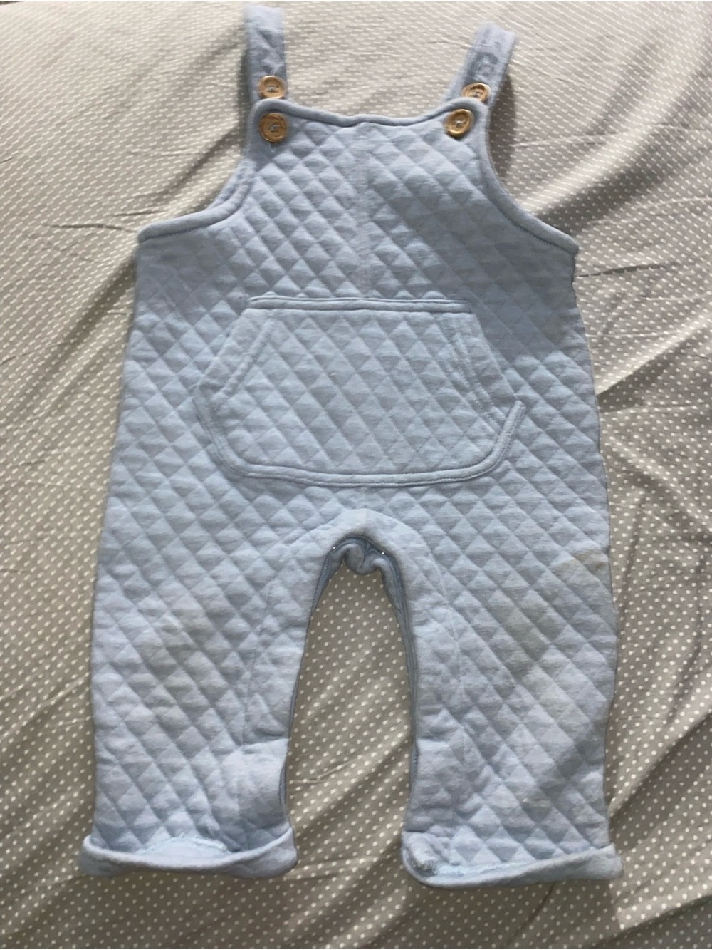 Light Blue Quilted Baby Overalls